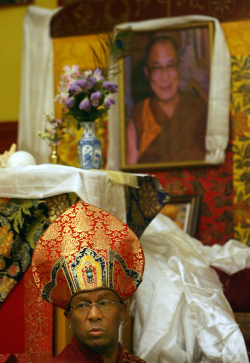 Steve Griffin  |  The Salt Lake Tribune
 Lama Thupten Dorje Gyaltsen leads the faithful at the Urgyen Samten Ling temple in Salt Lake City to celebrate the Tibetan Buddhist New Year  Wednesday, Feb. 22, 2012.