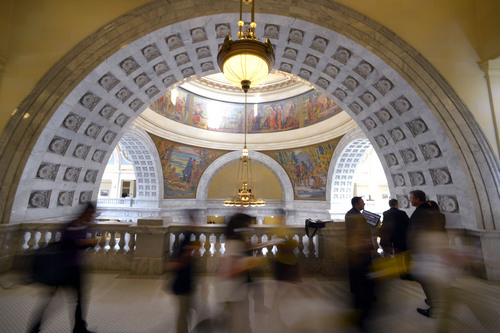 Al Hartmann  |  The Salt Lake Tribune 
People come and go in the Utah State Capitol Wednesday February 5, 2014, as the 2014 Utah Legislature begins to pick up the pace on its 10th day in session.