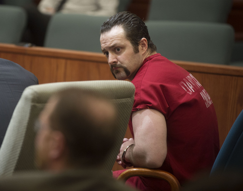 Keith Johnson | The Salt Lake Tribune/POOL

Nathan Sloop sits in court before pleading guilty to the charges of aggravated murder and aggravated assault, during what was originally scheduled to be a pretrial conference in Judge Glen Dawson's courtroom, February 4, 2014 in Farmington, Utah. Sloop is accused of killing his stepson Ethan Stacy in 2010.