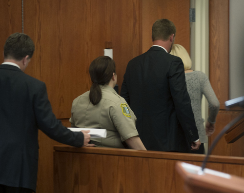 Keith Johnson | The Salt Lake Tribune/POOL

Joe Stacy leaves Judge Glen Dawson's courtroom in Farmington, Utah, February 4, 2014 after Nathan Sloop, accused of killing Joe's son Ethan Stacy in 2010, pleaded guilty to the charges of aggravated murder and aggravated assault during what was originally scheduled to be a pretrial conference.