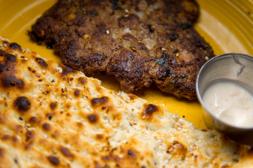 Trent Nelson  |  The Salt Lake Tribune
Naan and Chapli Kabob (beef minced meat mixed with spices, onions, tomatoes) at Zaika Grill 'n Kebab Friday January 24, 2014 in Salt Lake City.