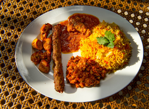Trent Nelson  |  The Salt Lake Tribune
The Special Combo, with chicken, beef kabob, chicken curry, rice vegetable and daal at Zaika Grill 'n Kebab Friday January 24, 2014 in Salt Lake City.