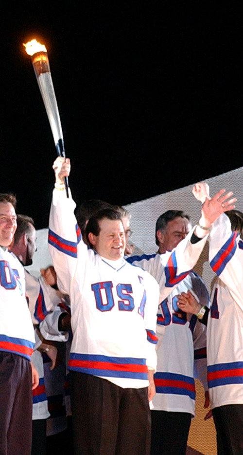 Danny Chan La  |  Tribune file photo

The 1980 USA Olympic Hockey Team lights the Olympic Cauldron at the Opening Ceremony of the 2002 Salt Lake Winter Olympic Games.