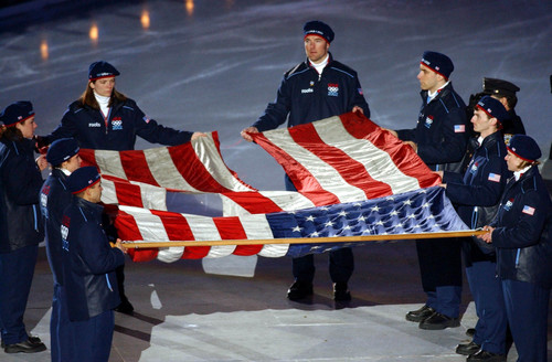 |  Tribune file photo

A flag that was recovered from the rubble of the World Trade Center site is carried into Rice-Eccles Stadium during the Opening Ceremony.