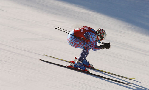 Al Hartmann  |  Tribune file photo

Picabo Street flies down the women's downhill course at Snowbasin February 8, 2002, during the first day of practice runs.