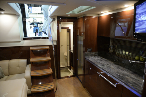 Francisco Kjolseth  |  The Salt Lake Tribune
Luxury accomodations await on the 47ft Sea Ray by Sundance Marine at the 60th annual Utah Boat Show at the South Towne Expo Center in Sandy on Thursday, Feb. 6, 2014.