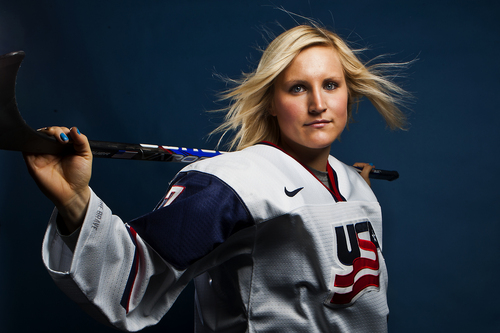 Chris Detrick  |  The Salt Lake Tribune
Ice hockey athlete Monique Lamoureux poses for a portrait during the Team USA Media Summit at the Canyons Grand Summit Hotel Wednesday October 2, 2013.