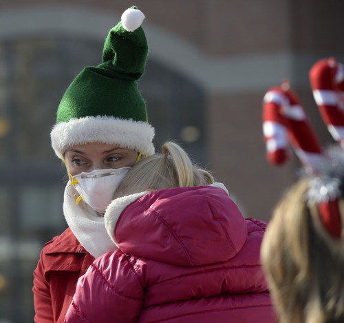 Al Hartmann  |  The Salt Lake Tribune
Utah Moms for Clean Air stage a clean air rally at 700 East and 500 South near Trolley Square Tuesday December 17 (another red air day) to bring awareness to the unhealthy air pollution present this holiday season.