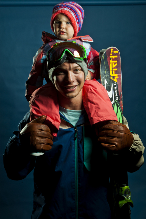 Chris Detrick  |  The Salt Lake Tribune
Halfpipe skiing athlete David Wise poses for a portrait with his daughter Nayeli, 2, during the Team USA Media Summit at the Canyons Grand Summit Hotel Tuesday October 1, 2013.