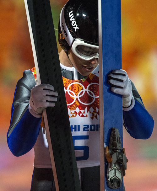 KRASNAYA POLYANA, RUSSIA  - JANUARY 11:
Park City's Lindsey Van reacts after competing in the women's ski jumping competition at the Gorki Ski Jumping Center during the 2014 Sochi Olympic Games Tuesday February 11, 2014. Van finished in 15th place with a score of 227.2. 
(Photo by Chris Detrick/The Salt Lake Tribune)