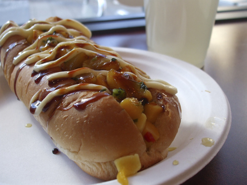 Kathy Stephenson  |  The Salt Lake Tribune
The Hawaii Five-O hot dog at Red Hot, new gourmet hot dog shop in Salt Lake City.