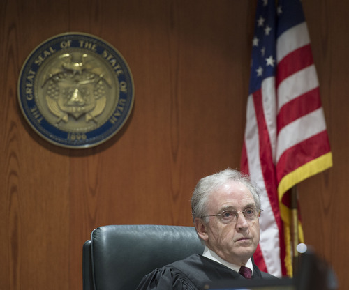 Steve Griffin  |  The Salt Lake Tribune


Judge Glen Dawson listens to attorneys during status conference for Stephanie Sloop at the Davis Justice Center in Farmington, Utah Tuesday, February 11, 2014. Sloop is charged in the death of her son Ethan Stacy.