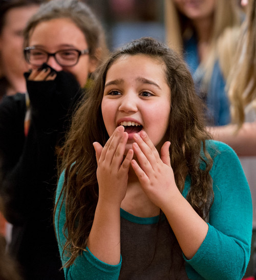 Trent Nelson  |  The Salt Lake Tribune
Bruna Santos, right, and Mallalai Perez react to meeting YouTube star Bethany Mota, at the Aeropostale store in Fashion Place Mall in Murray where she opened a new line of clothing Thursday February 13, 2014.