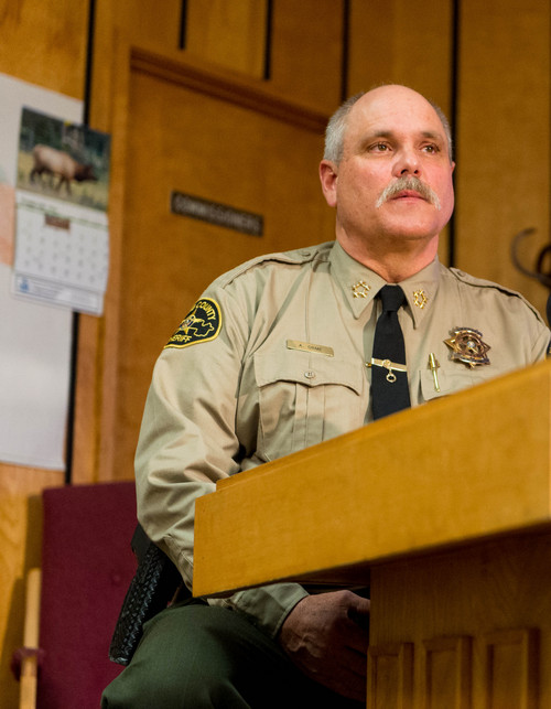 Trent Nelson  |  The Salt Lake Tribune
Juab County Sheriff Alden Orme talks about a Jan. 30 officer-involved shooting at a press conference in Nephi, Friday February 14, 2014.