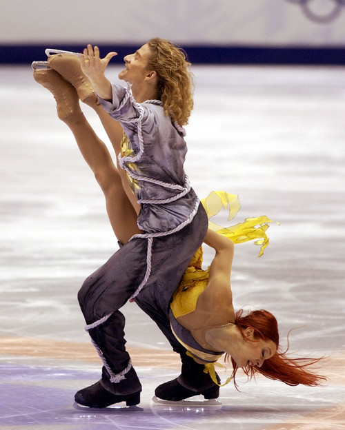 Francisco Kjolseth | Tribune file photo
Marina Anissina and Gwendal Peizerat give a gold medal performance while competing in the ice dancing free program at the Salt Lake Ice Center during the 2002 Winter Olympics.