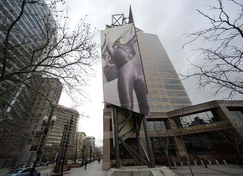 Al Hartmann  |  The Salt Lake Tribune 
About the only sign of the the 2002 Olympics left in downtown Salt Lake City is a tower with two large posters of ice skaters at Gallivan Plaza along Main Street. The current Salt Lake City Council is lamenting the fact that there is no Olympic Legacy Park downtown. The Salt Lake Organizing Committee was ready to donate $10 million for such a park after the 2002 Winter Games. There is renewed interest in a downtown Olympic Park.