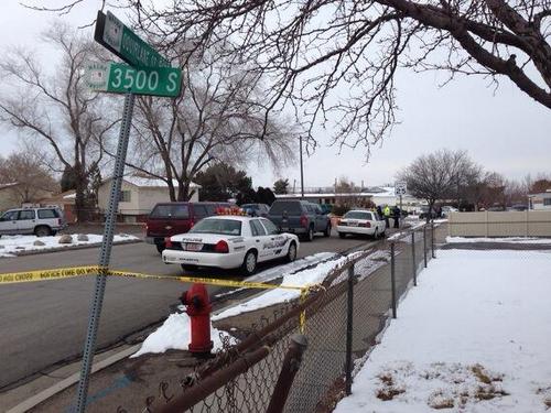 Jim Dalrymple II  |  The Salt Lake Tribune

Access to a Magna neighborhood is blocked after a man reportedly shot at police after trying to cash or deposit a forged or bad check on Thursday, Feb. 6, 2014.