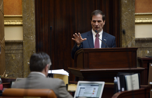 Francisco Kjolseth  |  The Salt Lake Tribune
Utah Congressman Chris Stewart addresses the House of Representatives on Tuesday, Feb. 18, as he answers why he voted no on the Violence Against Women Act. "I didn't feel there was a necessity for federal involvement in that."