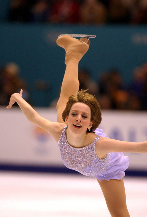 |  Tribune file photo

Sarah Hughes of the United States glides along during her gold medal finish in the Ladies Free Skate at the Salt Lake Ice Center on Thursday, Feb. 21, 2002.
