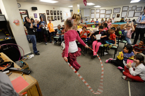 Steve Griffin  |  The Salt Lake Tribune

Children at the Sandy Club show off their talents. Sandy, Utah Friday, February 14, 2014.