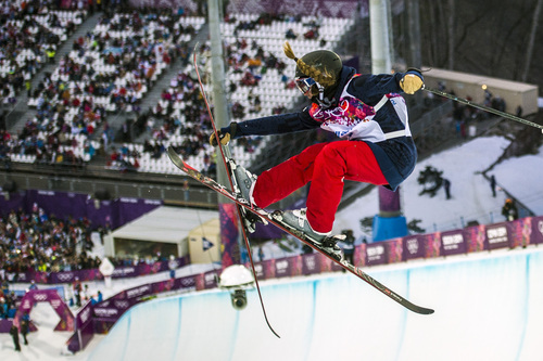 KRASNAYA POLYANA, RUSSIA  - JANUARY 20:
Salt Lake City's Maddie Bowman competes in the Ladies' Ski Halfpipe at Rosa Khutor Extreme Park during the 2014 Sochi Olympics Thursday February 20, 2014. Bowman won the gold medal with a score of 89.0.
(Photo by Chris Detrick/The Salt Lake Tribune)