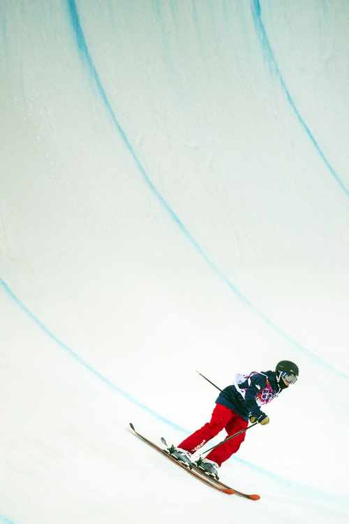KRASNAYA POLYANA, RUSSIA  - JANUARY 20:
Salt Lake City's Maddie Bowman competes in the Ladies' Ski Halfpipe at Rosa Khutor Extreme Park during the 2014 Sochi Olympics Thursday February 20, 2014. Bowman won the gold medal with a score of 89.0.
(Photo by Chris Detrick/The Salt Lake Tribune)