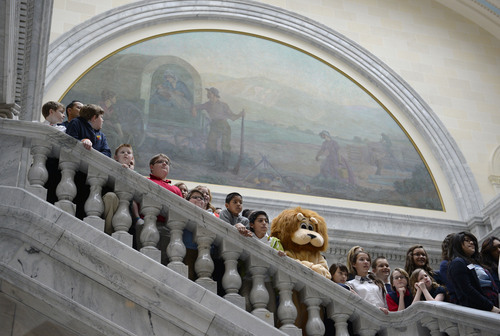 Steve Griffin  |  The Salt Lake Tribune


Students form Utah charter schools line the steps inside the Utah State Capitol as they get their picture taken during the Utah Association of Public Charter Schools day at legislative season at the Utah State Capitol in Salt Lake City, Utah Monday, February 24, 2014.