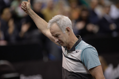 Steve Griffin  |  The Salt Lake Tribune


John McEnroe acknowledges the crowd after defeating Pete Sampras during the Champions Challenge tournament, a 12-city tour, at EnergySolutions Arena Tuesday night. in Salt Lake City, Utah Wednesday, February 26, 2014.