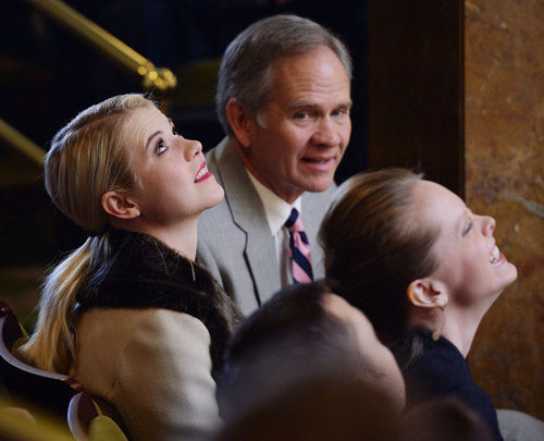Steve Griffin  |  The Salt Lake Tribune


Elizabeth Smart, center, looks up at the electronic vote tabulation board as she sits with her father, Ed Smart, and Deondra Brown, as they watch the vote on HB286 from the House of Representatives gallery at the Capitol in Salt Lake City Thursday, February 27, 2014. The bill will allow elementary schools to provide instruction to parents and kids on preventing child sexual abuse. It was approved 73-0, and was sent to the Senate. Smart was kidnapped from her home in 2002. Brown was sexually abused as a child.