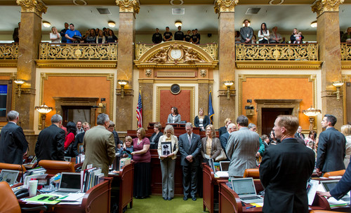 Trent Nelson  |  The Salt Lake Tribune
The House Chamber falls silent to honor the memory of Utah's fallen soldiers, at the State Capitol Building in Salt Lake City, Friday, February 28, 2014.