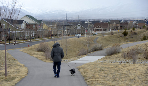 Al Hartmann  |  The Salt Lake Tribune 
Daybreak, Kennecott's housing and mixed use in South Jordan, is nearly 20 percent parks and open space, thanks to its master plan and the way its neighborhoods are laid out.  Residents treasure the community's walkability and many of them cite the accessiblity of parks and trails among their reasons for buying Daybreak homes.