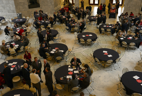 Rick Egan  | The Salt Lake Tribune 

Lunch is served for Higher Education Day Luncheon, at the Utah State Capitol, Friday, February 14, 2014.