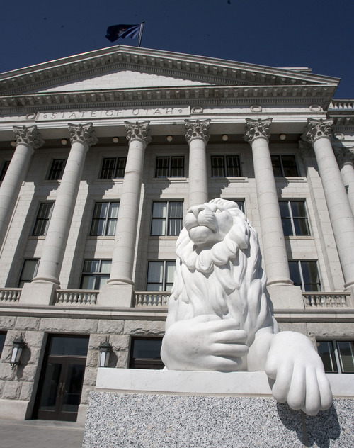 Steve Griffin | Tribune file photo

A lion keeps watch at the east entrance to the Capitol in Salt Lake City.