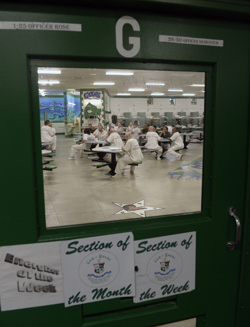 Al Hartmann  |  The Salt Lake Tribune 
Inmates in the ConQuest program, which treats men with drug problems, live in a group situation at the Utah State Prison in Draper.