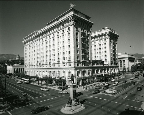 file photo  |  The Salt lake Tribune

The Hotel Utah stands at the corner of South Temple and Main Street in this 1985 photo.