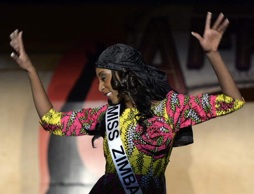 Rick Egan  | The Salt Lake Tribune
Winnet Murahwa, Miss Zimbabwe, was crowned Miss Africa Utah at the pageant at the University of Utah Union Ballroom Saturday. She was one of nine women competing for the title, sponsored by the African Chamber of Commerce Utah in collaboration with the African Student Union of the University of Utah. The pageant is in its fourth year.