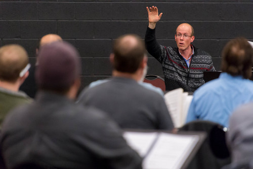 Trent Nelson  |  The Salt Lake Tribune
Caleb Harris leads a rehearsal of the Utah Opera Chorus, Thursday February 6, 2014 in Salt Lake City.