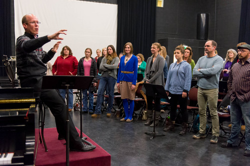 Trent Nelson  |  The Salt Lake Tribune
Caleb Harris leads a rehearsal of the Utah Opera Chorus, Thursday February 6, 2014 in Salt Lake City.