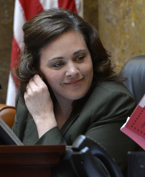 Rick Egan  | The Salt Lake Tribune 

Speaker of the house Becky Lockhart conducts business in the House of Representatives at the Utah State Capitol, Thursday, March 6, 2014.