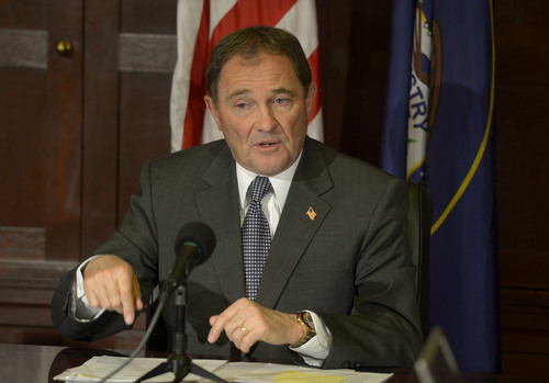 Leah Hogsten  |  Tribune file photo
Utah Governor Gary Herbert made a rare veto threat on Thursday, saying the state doesn't have the money to put a huge amount of investment into House Speaker Becky Lockhart's education technology initiative.