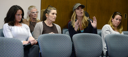 Steve Griffin  |  The Salt Lake Tribune


Uintah Elementary School parents Erica Lukes, Lynn Lonardo, Ashley Hoopes and Annie Payne express their concerns over the handling of the Unitah Elementary School lunch situation during a Salt Lake City School Board meeting at the Salt Lake City School District board room n Salt Lake City, Utah Wednesday, March 12, 2014. The board called the meeting to try to answer questions about the issue.