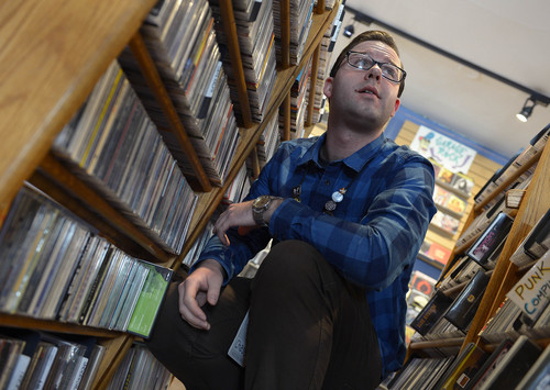 Leah Hogsten  |  The Salt Lake Tribune
Chase Fox, 24, has been working at Graywhale CD store for three years at  208 S. 1300 East, Salt Lake City, Thursday, March, 13, 2014.
