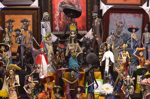 Leah Hogsten  |  The Salt Lake Tribune
Dia de Los Muertos figurines from German Rivera and Heart of Mejico at the Salt Lake City International Tattoo Convention, Friday, March, 14, 2014. It runs through Sunday at the Salt Palace Convention Center. The show features vendors, contests and more than 150 tattoo artists.
