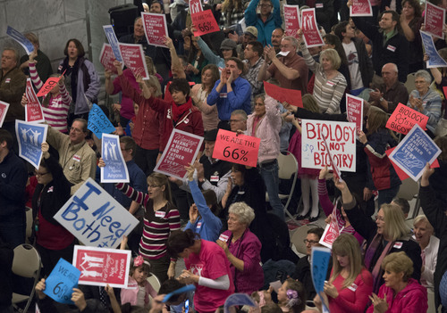 Steve Griffin  |  The Salt Lake Tribune

Hundreds of advocates of traditional marriage filled the Rotunda at the Utah State Capitol in Salt Lake City on Wednesday, January 29, 2014.