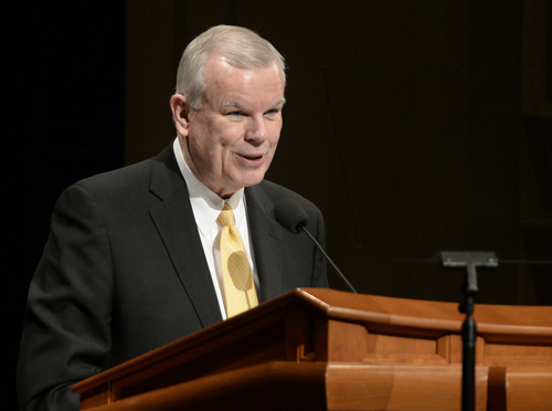 Rick Egan | The Salt Lake Tribune

 LDS Church Historian, Steven E. Snow, conducts the"Church History Symposium." at the LDS Conference Center Theater, Friday, March 7, 2014