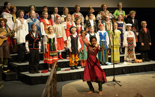 Rick Egan | The Salt Lake Tribune

Dhati Oommen performs a dance with The International Children's Choir performs at the Church History Symposium at the LDS Conference Center Theater, Friday, March 7, 2014