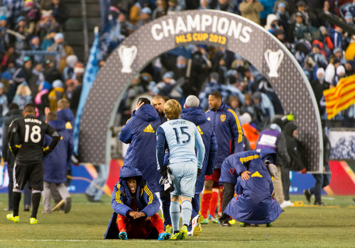 Trent Nelson  |  The Salt Lake Tribune
RSL players on the field as Real Salt Lake is defeated by Sporting KC in the MLS Cup Final at Sporting Park in Kansas City, Saturday December 7, 2013.