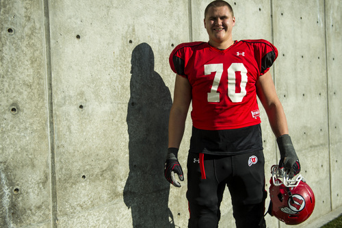Chris Detrick  |  The Salt Lake Tribune
Utah's Jackson Barton poses for a portrait after a practice at the field west of the Spence & Cleone Eccles Football Center Wednesday March 26, 2014.