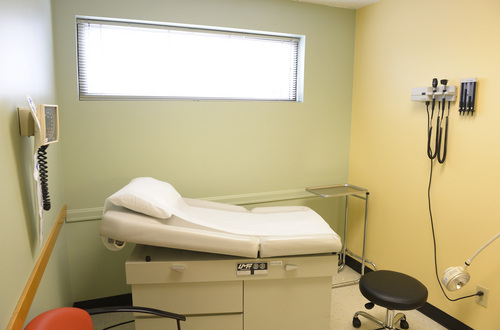 Rick Egan  |  The Salt Lake Tribune
An exam room at the Mid-Valley Health Clinic, which has opened in  Copperview Recreation Center in Midvale.  The clinic provides affordable health care  to low-income people in the Midvale area.