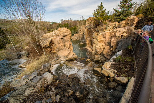 Trent Nelson  |  The Salt Lake Tribune
Waterfalls at Thanksgiving Point's 55 acres of gardens, which opened for the season on Saturday March 29, 2014. Among its 15 theme gardens, the most popular include the Secret Garden, Italian Garden, Waterfall Amphitheatre, Fragrance Garden and Monet Pond.